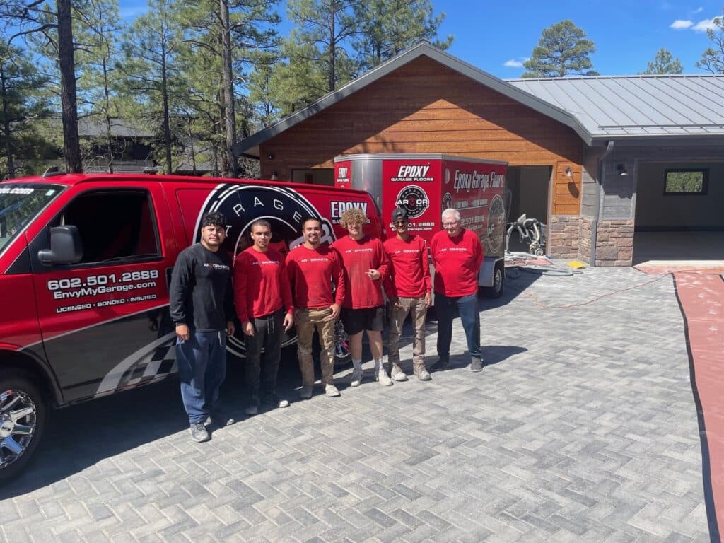 The Armor-Kote crew in front of the Epoxy Garage Floors service van in Arizona